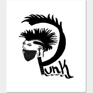 Punk Mohawk hairstyle design Posters and Art